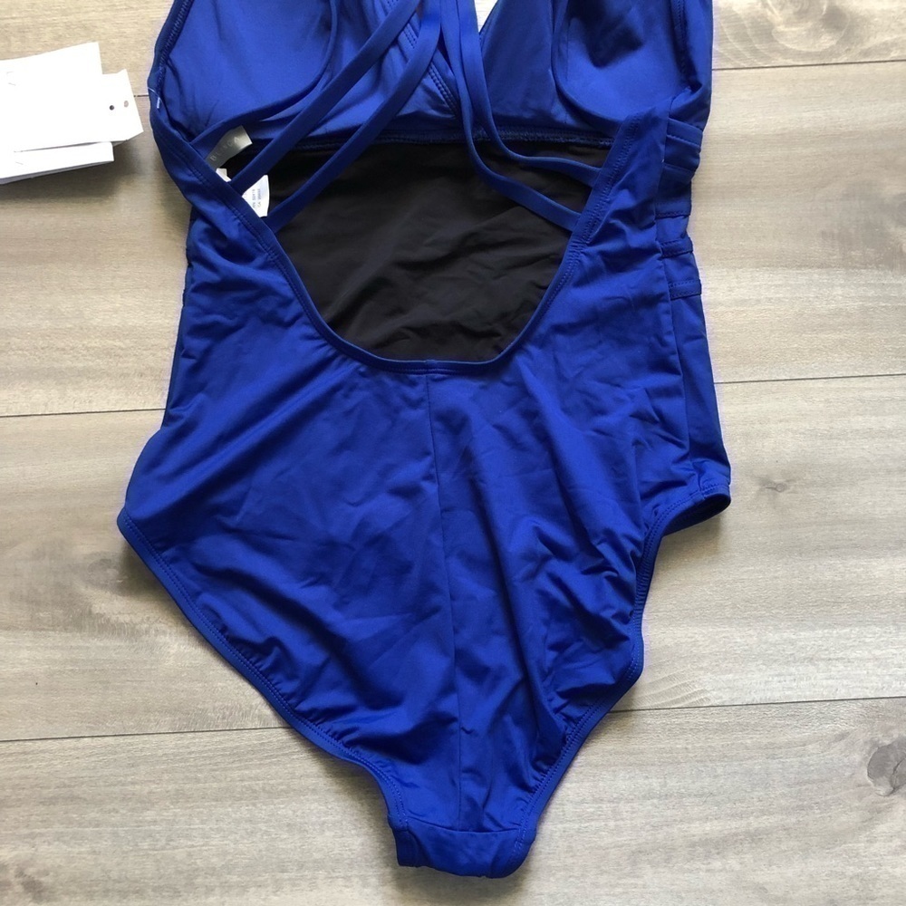 La Blanca Sapphire Blue Criss Cross One Piece Swimsuit 10 - Picture 11 of 16